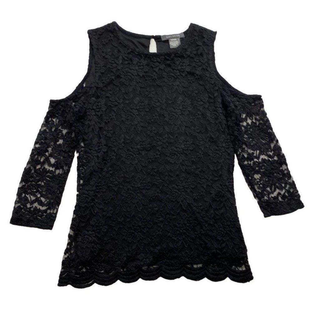 Suzy Shierย Black Laceโ ColdโShoulder Top sz MediumโNEW